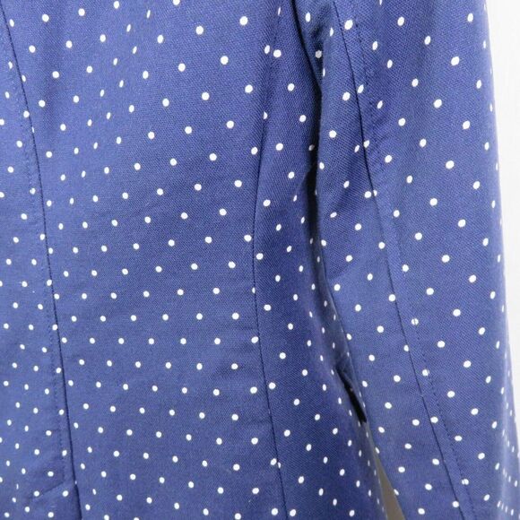 Banana Republic Blazer Womens 2 Petite Blue Polka Dot Cotton Blend Jacket Suit - Picture 8 of 12